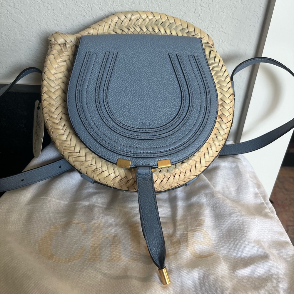 CHLOÉ Marcie Cross-body Basket Bag in cobalt blue